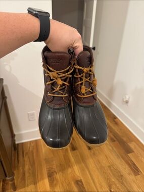 Sperry Brown Leather and Rubber Duck Boots